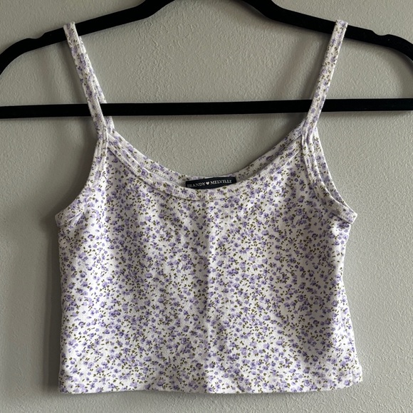Brandy Melville Tops - Brandy Melville White and Purple Floral Camisole